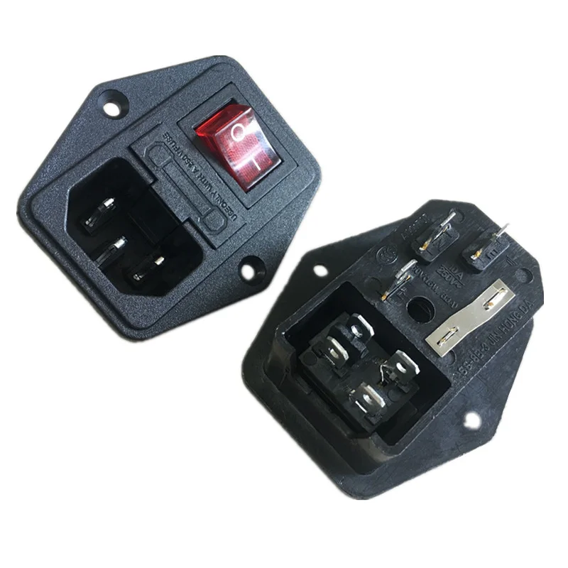 10 шт. 10A 250 В 3 Pin IEC320 C14 AC Вход штекер розетка с предохранителем 828 акция