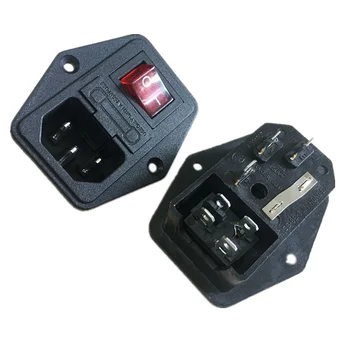 

10PC 10A 250V 3 Pin IEC320 C14 AC Inlet Male Plug Power Socket With Fuse Switch 828 Promotion