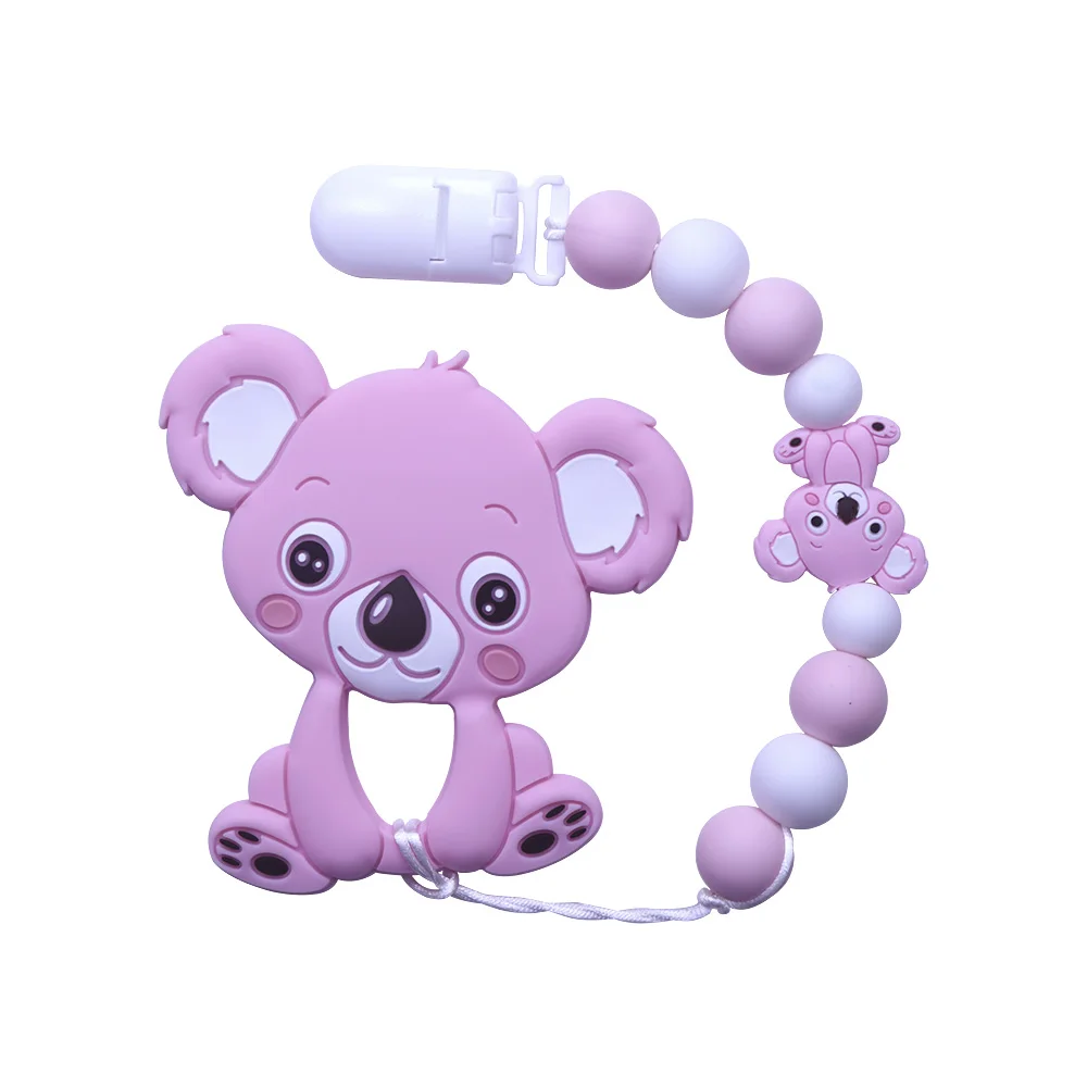 Joepada Baby Teething Necklace lovely Koala Owl Horse Cookies Baby Teether Molar Toy Gift Raccoon Food Grade Silicone Beads 2