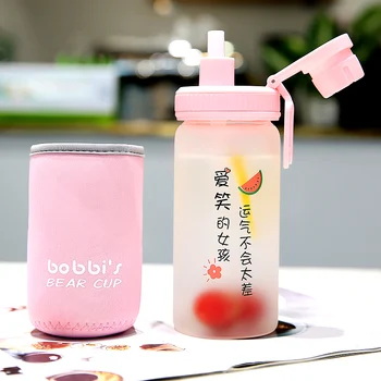 

Heat Resistant Creative Glass Cup Transparent Straw Measure Water Cup Bottle Juice Jar Verre A Cocktail Transparent Mug AD50GC