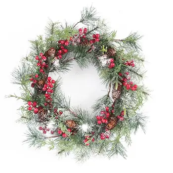 

Christmas Berry Decor Wreath Creative Artificial Pine Cone Wreath With Pine Needle Photography Props Home Decor For Christmas