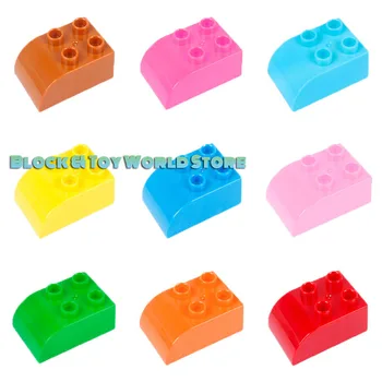 

6pcs Diy 2X3dots Curved Duploe Bricks Large Particle Accessories Building Blocks Duploed Toys For Children Gift