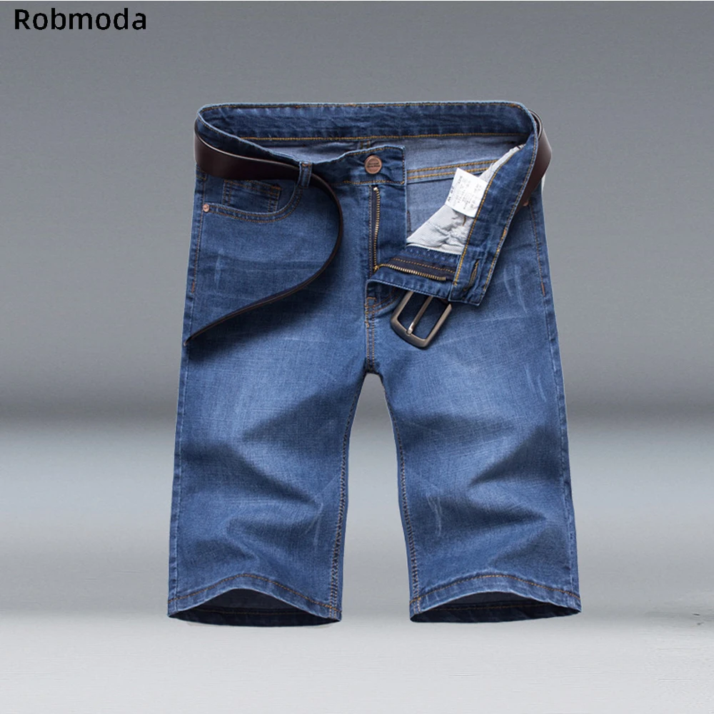 Men's Denim Shorts Good Quality Short Jeans Men Cotton Solid Straight Short Jeans Male Blue Casual Short Jeans Slim fit Bottoms