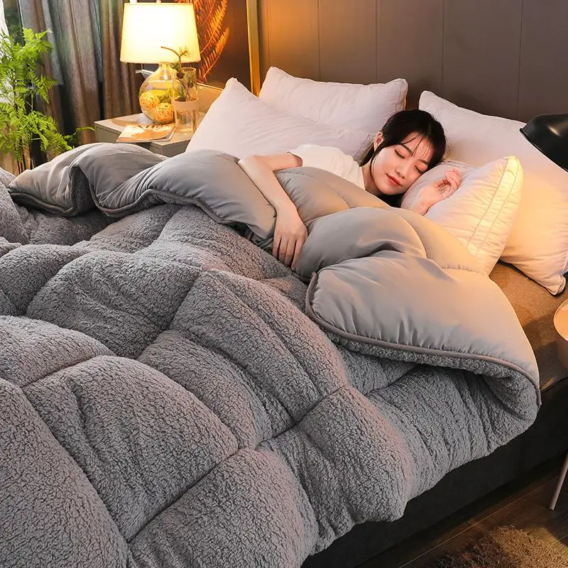 Высокое качество, теплое верблюжье одеяло, утолщенное теплое одеяло, одеяло, много цветов на выбор, зимнее лоскутное одеяло из овечьей шерсти, одеяло CF - Цвет: Светло-серый