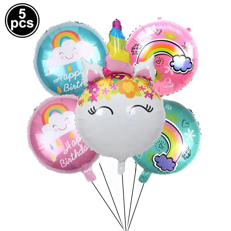 5PC Rainbow Smile Blue Cloud Sun Foil Balloon Kids Gifts Toys For Wedding Happy Birthday Party Decor Baby Shower Globos - Цвет: 5pcs