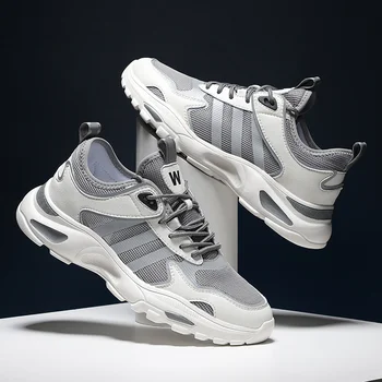 

Breathable mesh microfiber men's sneakers simple versatile design soft comfortable wear-resistant rubber sole reflective design