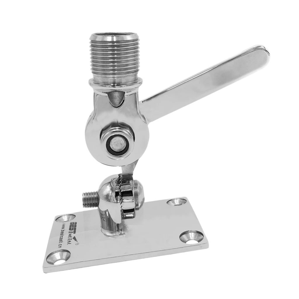 Marine 316 Stainless Steel Adjustable VHF Antenna Base Deck Mount For Boats