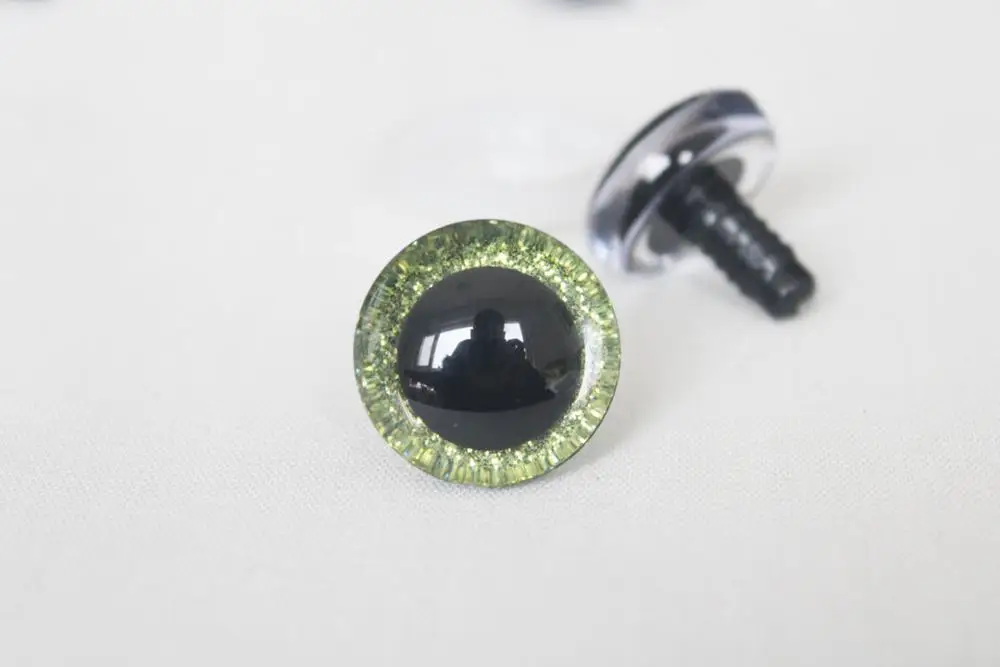 20pcs---9-12-14--16-18- 20 -24--30-35mm clear 3D glitter eyes plastic safety toy eyes long stem + glitter fabric + washer 15
