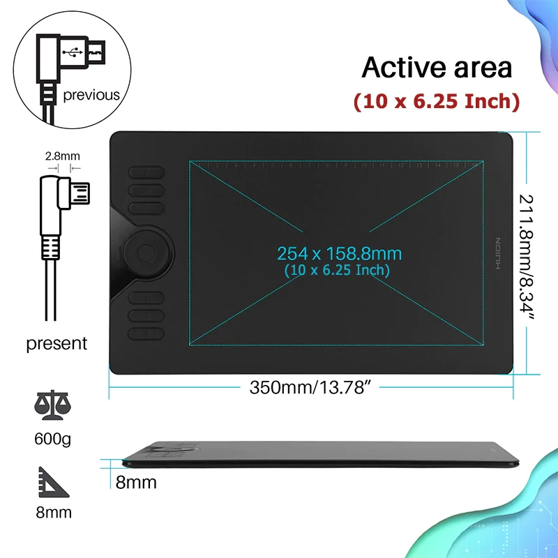 HS610 그래픽 태블릿 디지털 펜, 틸트 OTG 포함, 휴대폰 드로잉 태블릿, 배터리 프리 스타일러스, 안드로이드 윈도우 macOS용