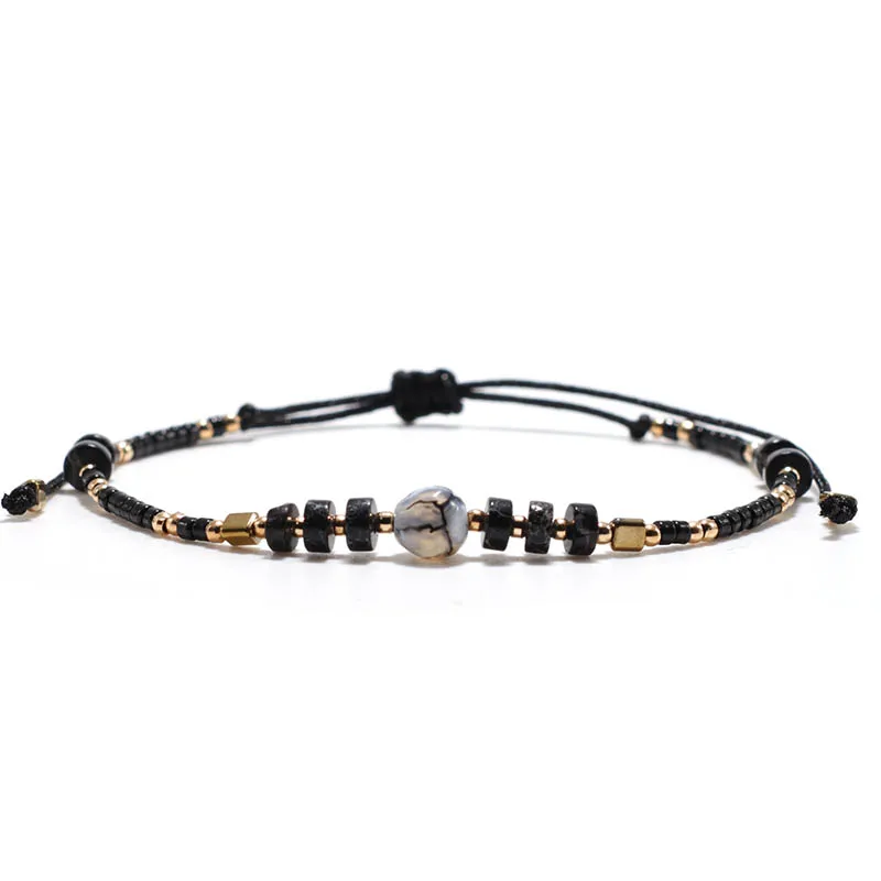 Handmade Seed Beads Bracelet with Natural Howlite Stone for Women