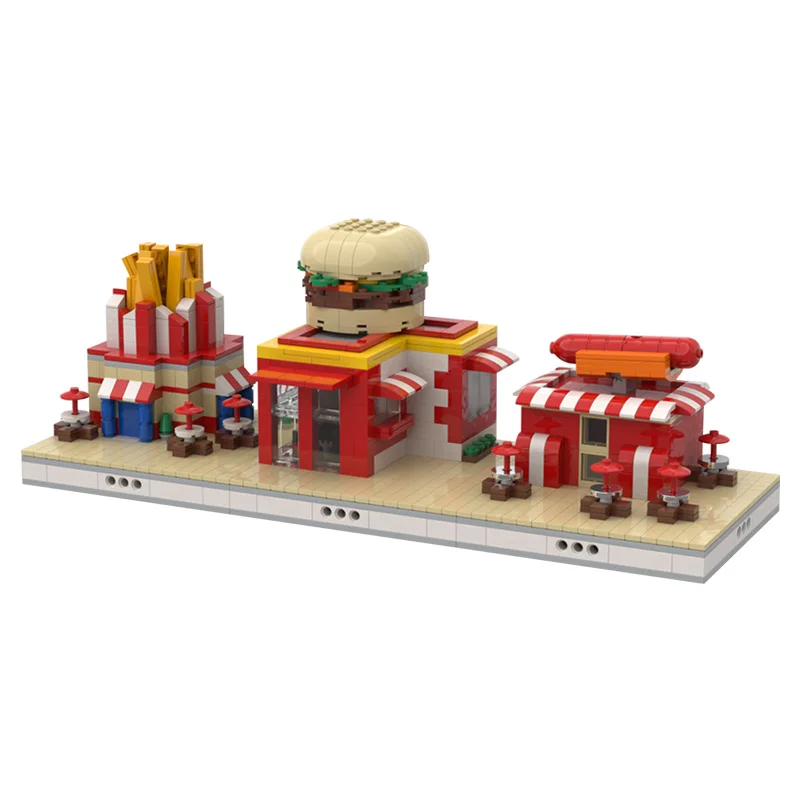

2020 Zoo Street View Ice Cream Drink Hamburger Delicious Food Mini Shop MOC-51649 Modular Building Blocks Childrenâ€™s Favorites