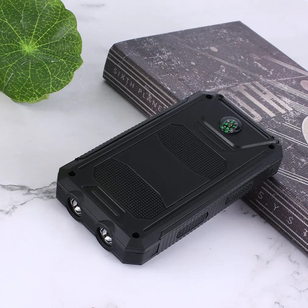 

DIY Solar Power Bank Case 2 USB Ports External Charger Powerbank Case for Emergency Outdoor Camping Travel with Compass