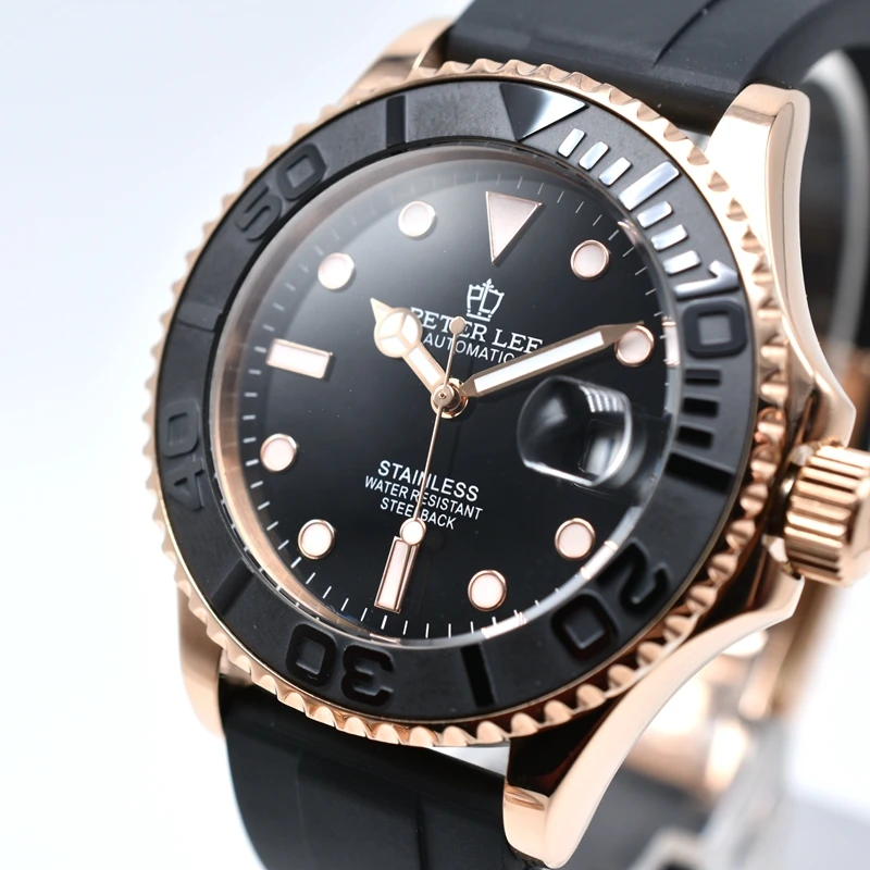 

Noctilucous daydate sport top brand automatic mens watches dropshipping PETER LEE silicone band men mechanical wristwatch gifts