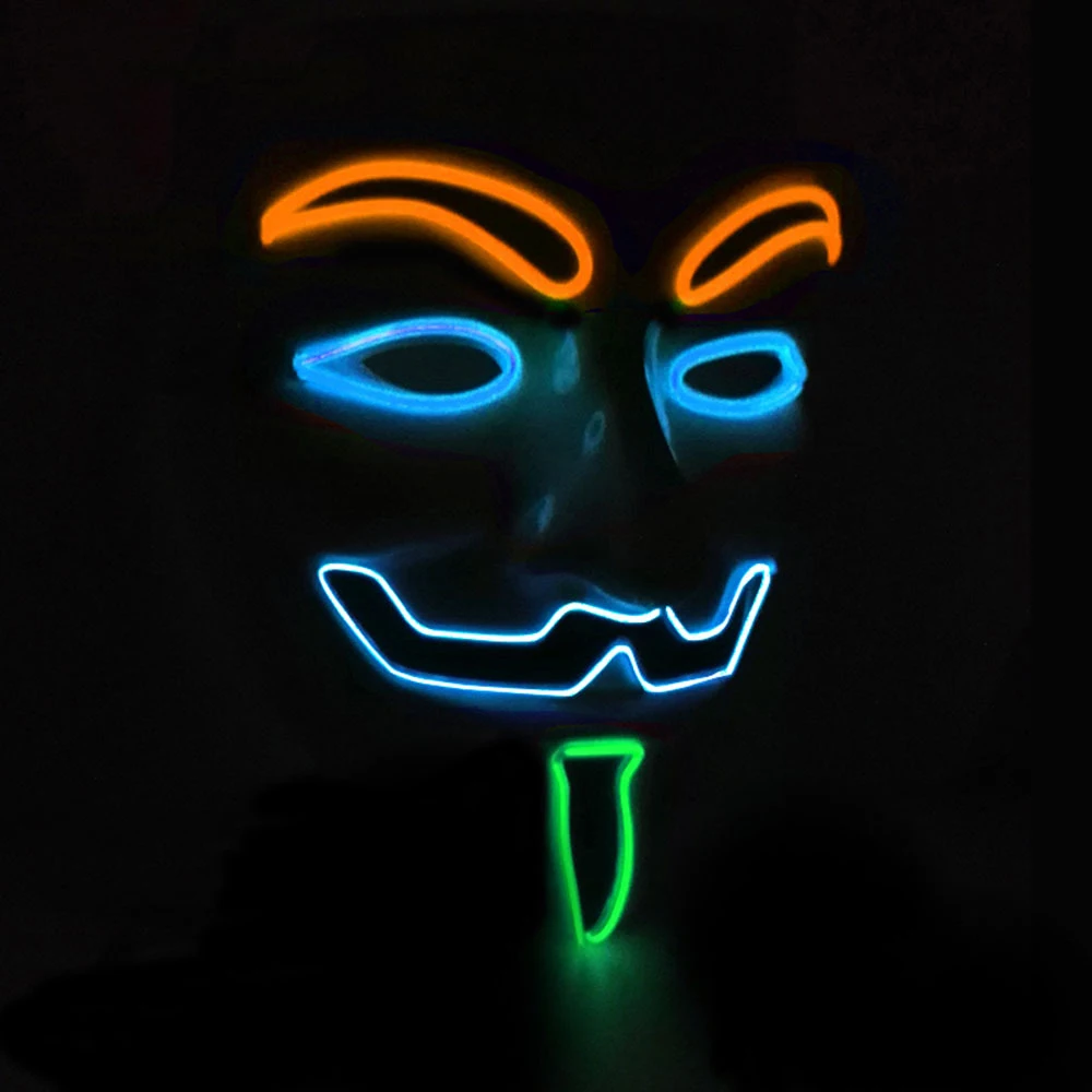 

New Halloween Various Colors Led Mask Party Masque Masquerade Light Glow In The Dark Horror Mask Glowing Masks