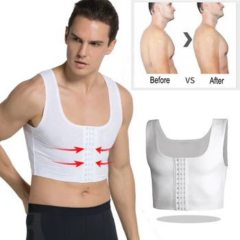 

IYUNYI Men Shapewear Vest Male Control Chest Shapers Vest Tops Sexy Men Posture Corrector Compression Shirt Corset Fitness Vest
