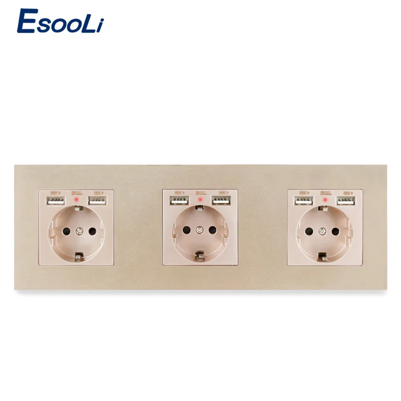Настенная розетка стандарта ЕС Esooli с 6 USB зарядным портом для мобильного скрытый