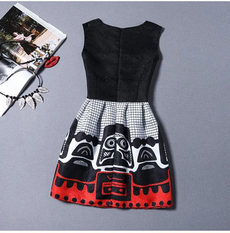 

Photo Shoot Slimming Spring And Summer Printed Ethnic Characteristics of Dress Sleeveless Tutu 3-5-