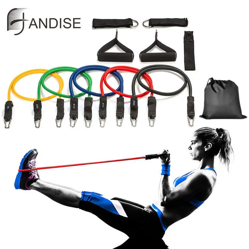 11Pcs Resistance Bands Set Expander Exercise Fitness Rubber Band Stretch Training Home Gyms