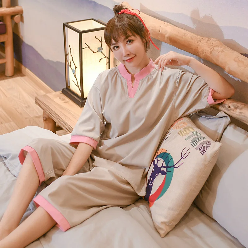 

2019 New Style Wind Cotton Linen Ramie Bath Moisture-wicking Clothing Sap Taken Female MEN'S Trousers Long Sleeve 7 Points Thail