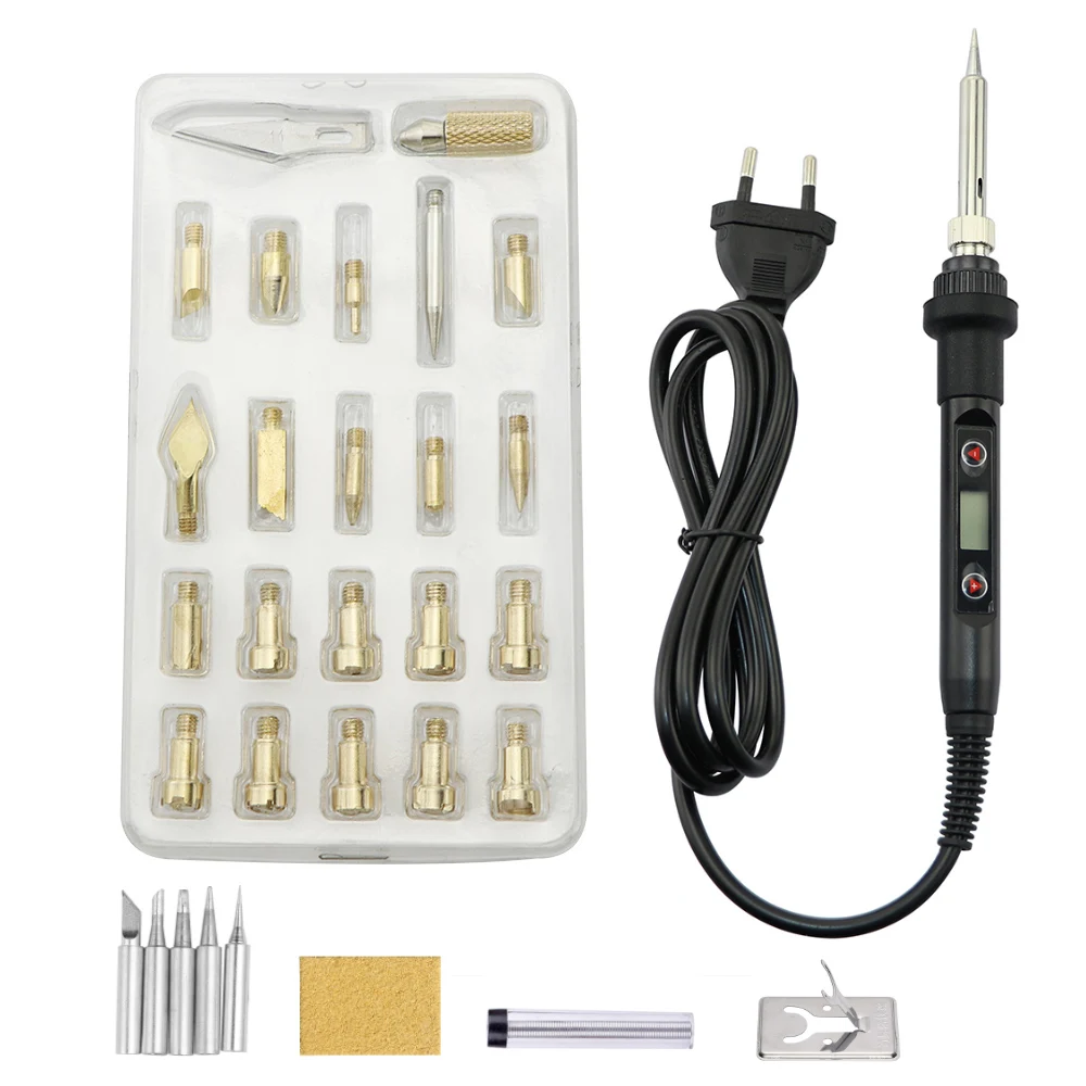 hot air soldering 60W/80W Wood Burning Engraving Soldering Iron Pen Temperature Adjustable Soldering Iron Welding Embossing Pyrography Tool Set best soldering iron for electronics Welding Equipment