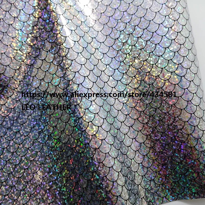 2PCS 21X29CM Synthetic Leather Mermaid Glitter Leather Iridescent Fabric for DIY accessories sofa handbags and shoes GM5072B