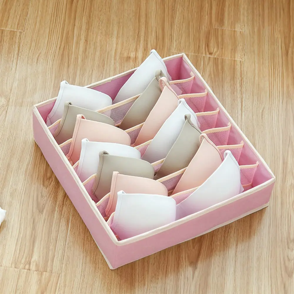 Моющийся органайзер для шарфов, носков и бюстгальтеров ящик для хранения ящиков Органайзер ящиков для нижнего белья бюстгальтера - Цвет: 7 grids-Pink