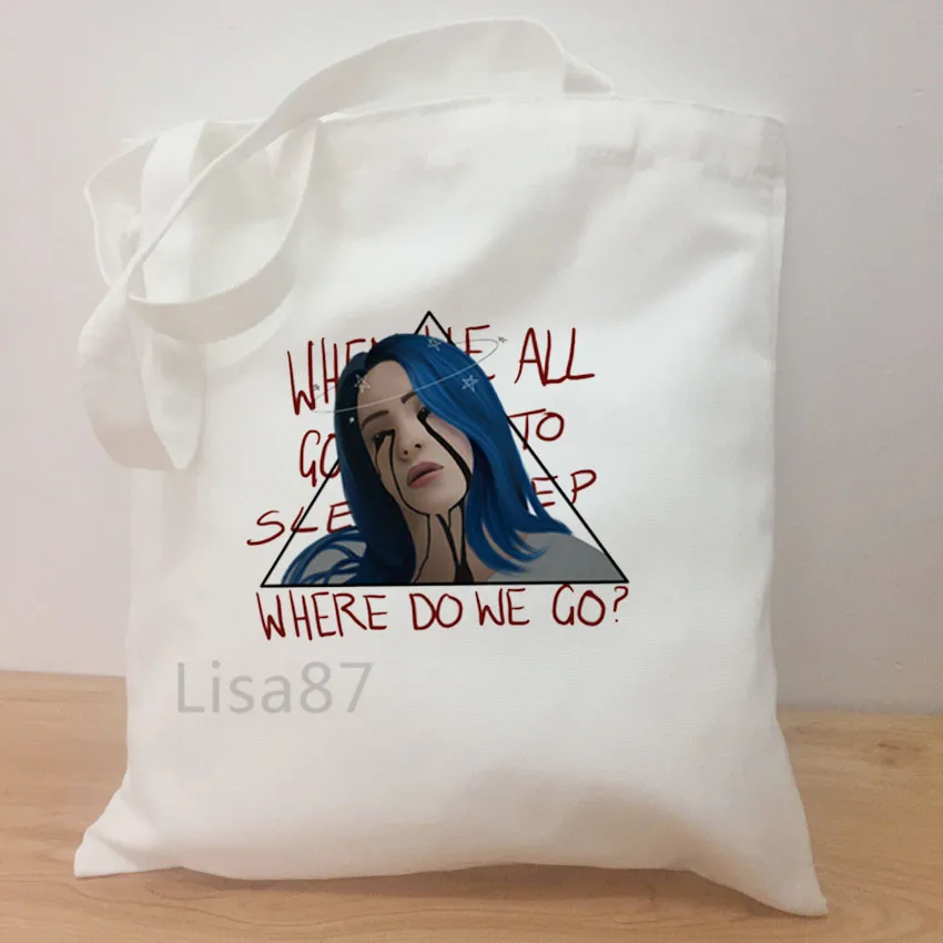 Bad Guy Billie Eilish женская сумка на плечо Повседневная парусиновая когда мы все засыпаем куда мы идём напечатанная Сумка-тоут сумка для покупок