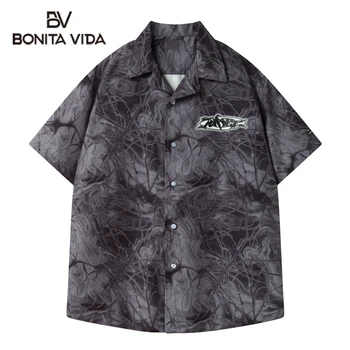 

Bonita Vida Harujuku Tie Dye Hawaii Beach Casual Shirts 2020 Summer Hip Hop Fashion Loose Short Sleeve Button Shirt Streetwear