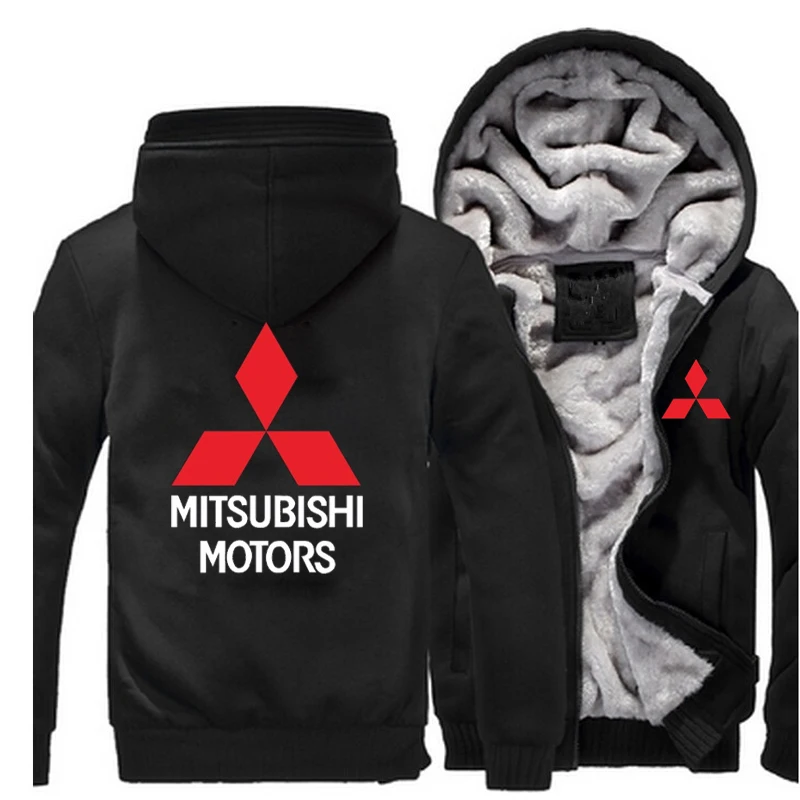 Горячее предложение, новое зимнее пальто с логотипом автомобиля Mitsubishi, плотные теплые толстовки, мужские хлопковые повседневные флисовые толстовки, мужские толстовки с капюшоном