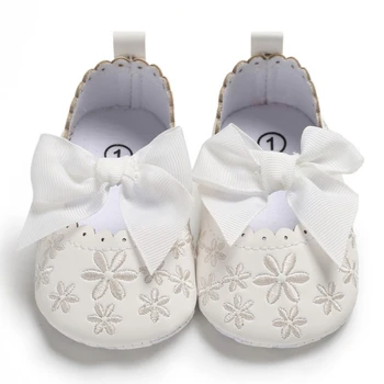

Baby summer toddler shoes cute bow embroidery sweet princess PU newborn shoes for 0-18M