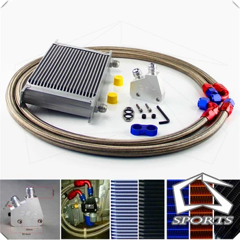 

22 Row Engine Oil Cooler Kit + Male Sandwich Plate adapter For LS1 LS2 LS3 Silver
