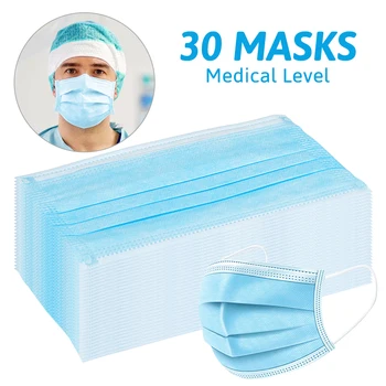 

30Pcs/Lot Disposable Mask Anti-Dust Masks Unisex Soft 3 Layer Protection Fabric Nonwovens Protective Health Care Mouth Mask