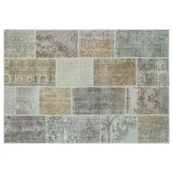 

Handmade Beige Vintage Overdyed Patchwork Area Rug 160x230 Cm-5'3''X7'7''