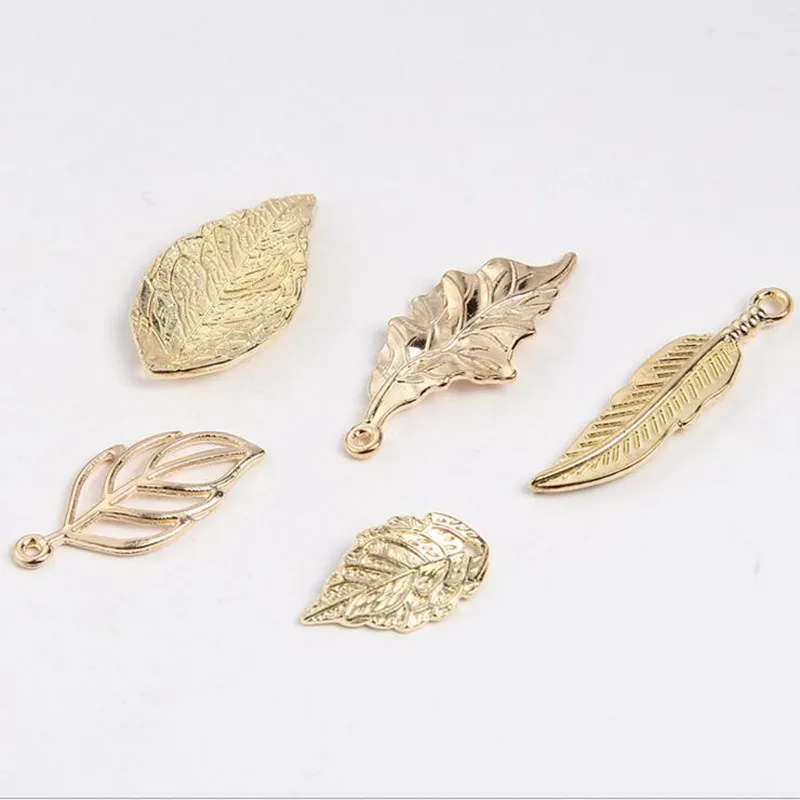 20pcs KC Gold Alloy Metal Craft Hollow Leaves Leaf Charm Pendant for Jewelry Accessories DIY Handmade Charms Bracelet Making | Украшения и