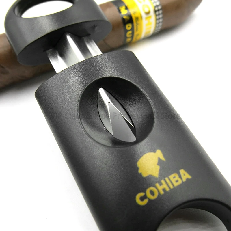 COHIBA пластик и нержавеющая сталь V Cut лезвие, нож для сигар Sigaar Zigarren инструмент для курения ручка гильотина для сигар