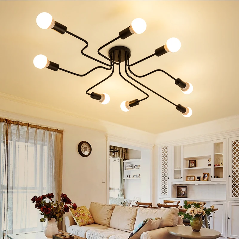 

Iron Pendant Light Led Industrial Lamp Modern Spider Pendant Lamp Black Loft Hanglamp Industrieel Living Room Luminaire Suspendu