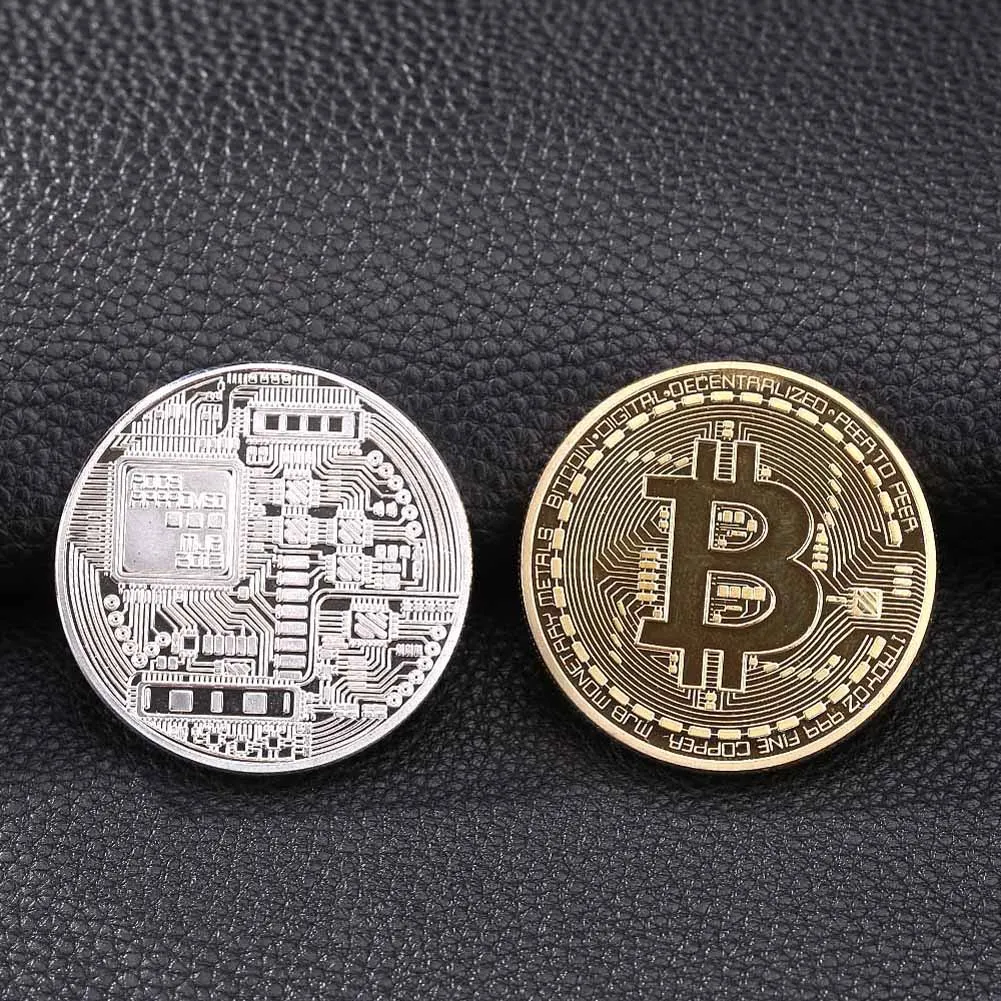 1pc 38mm Collection Coin Bitcoin Gold Plated Bronze Physical Bitcoins Casascius Bit Coin BTC New Year Gift Non-currency Coins-0