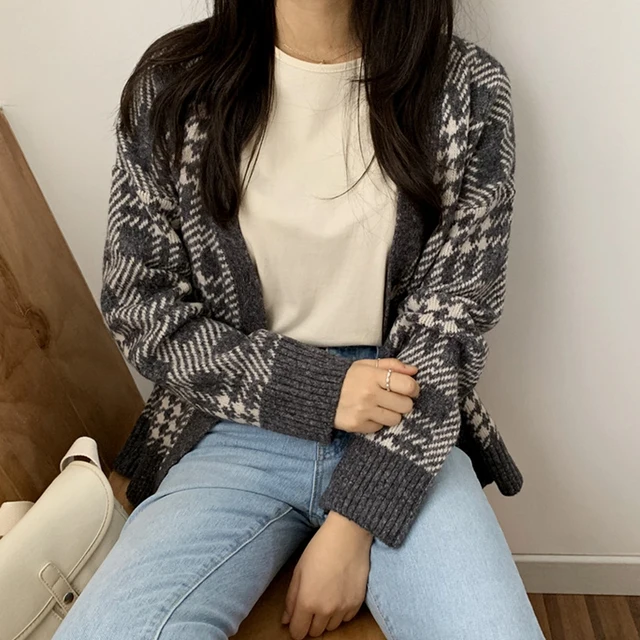 US $18.61 BGTEEVER Vintage Knitted Outwear Women Cardigans Autumn Winter Open Stitch Sweater Female 2019 Eleg