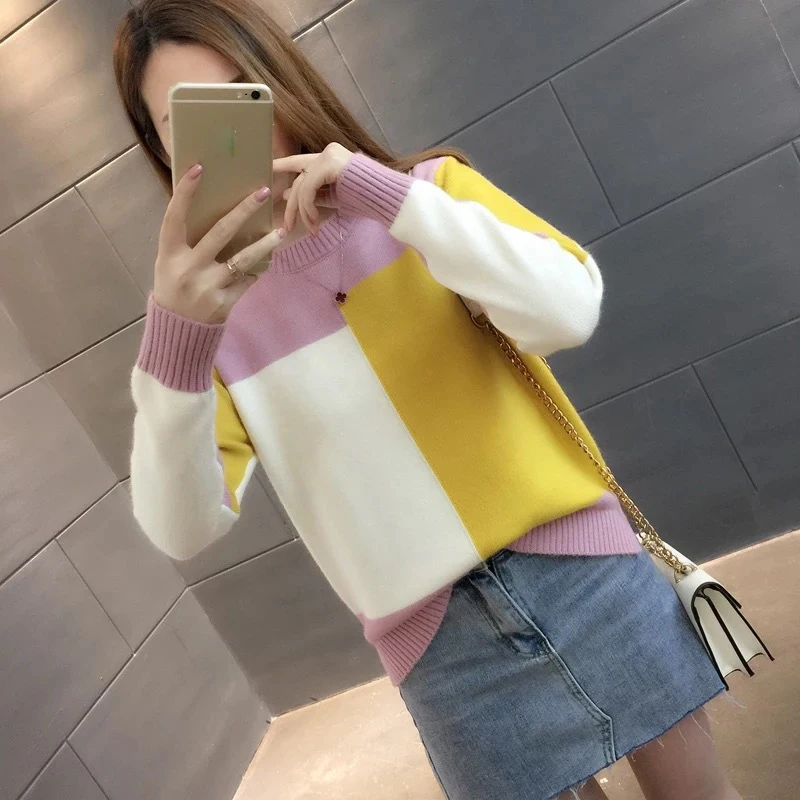 Ranberone Candy Color Pullover Sweater Women Loose 2020 Spring New Korean Color Matching Long Sleeve Cashmere Knit Sweater Women Ranberone Candy Color Pullover Sweater Women Loose 2020 Spring New Korean Color Matching Long Sleeve Cashmere Knit Sweater Women