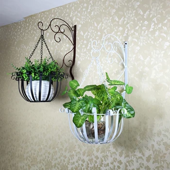 

Metal Hanging Planter Flower Pot Holder Round Iron Hanging Planter Pot Basket Indoor/Outdoor Vase Container Home Decoration