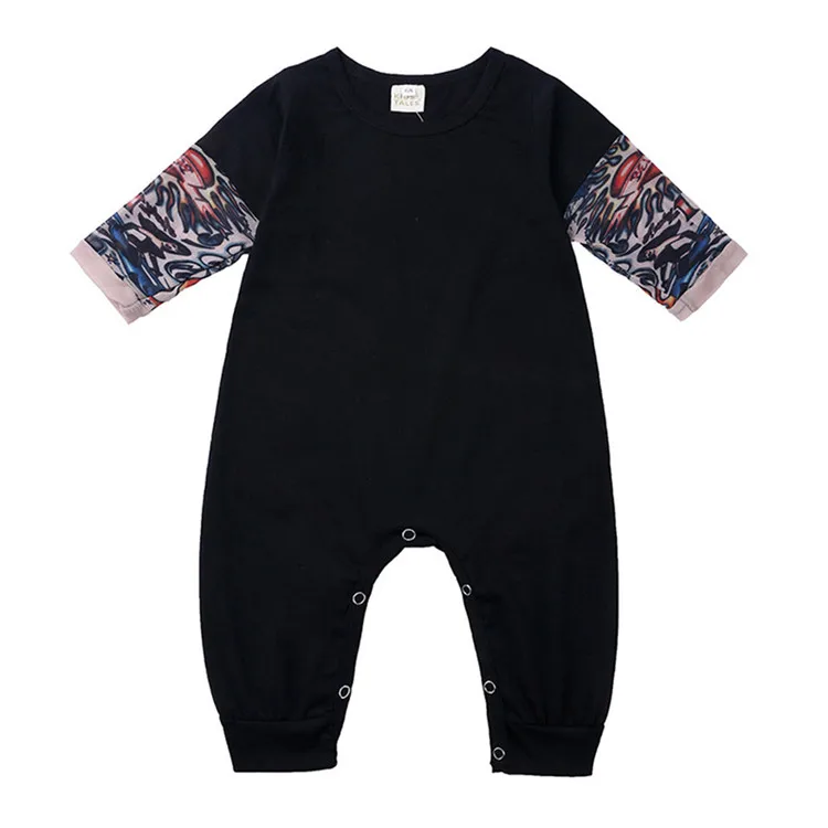 Одежда для новорожденных с длинными рукавами; Ropa de bebe; коллекция года; сезон весна; roupa bebe; Комбинезон для маленьких мальчиков; Ropa para bebe - Цвет: Black