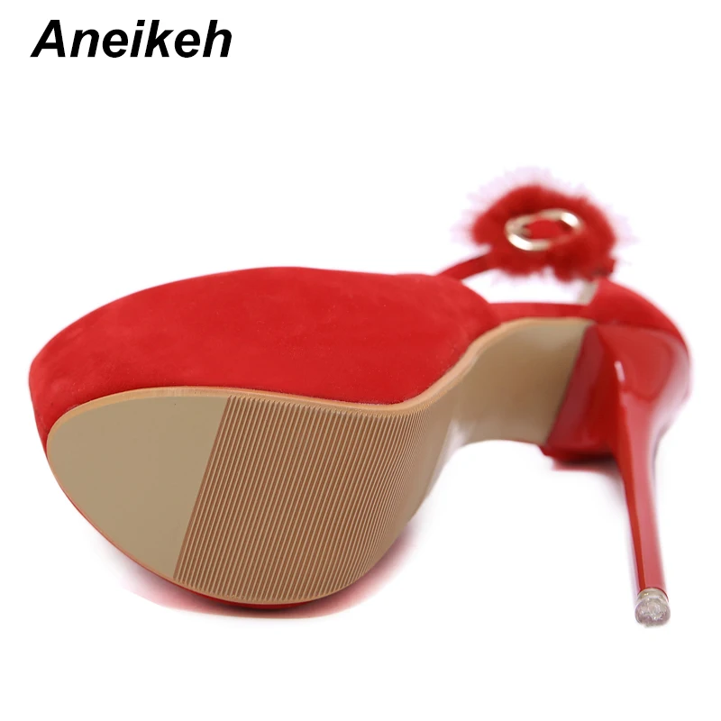Aneikeh пикантные туфли-лодочки; женские Фетиш-туфли на очень высоком каблуке; женские туфли-лодочки на платформе с пряжкой для стриптиза; свадебные туфли на тонком каблуке