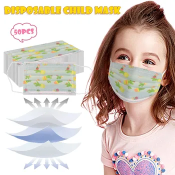 

50pcs Kids Face Cover Children's Disposable Face-Mask Industrial 3ply Ear Loop Cover Dustproof Windproof Dropshipping mascarilla