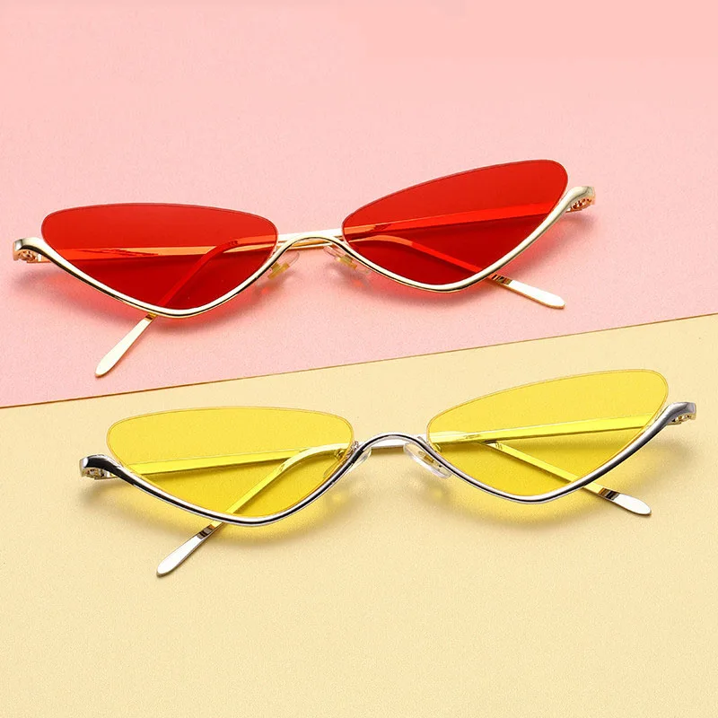 New Fashion Cat Eyes Women Sunglasses Lady Retro Metal Small Triangle Semi Frameless Sun Glasses Ocean Lens Eyeglasses UV400 | Аксессуары