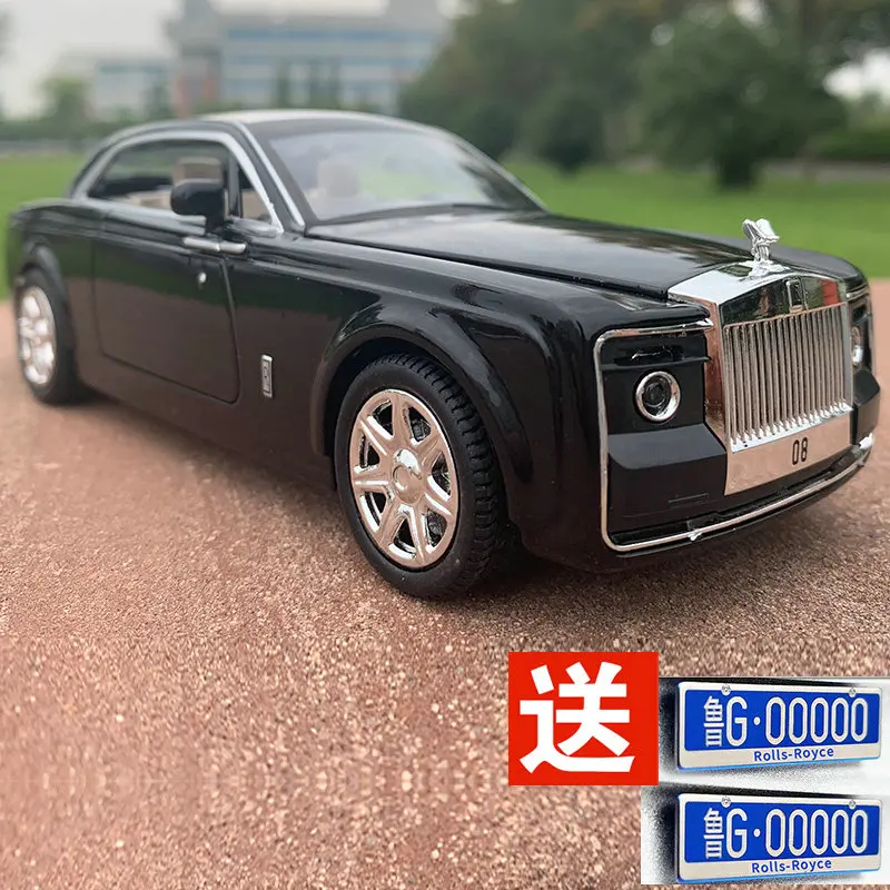 1:24 Rolls Royce Phantom металлические игрушечные колеса, имитационный звуковой светильник, вытяжной задний светильник, коллекция детских подарков, литая под давлением модель автомобиля - Цвет: Phantom black