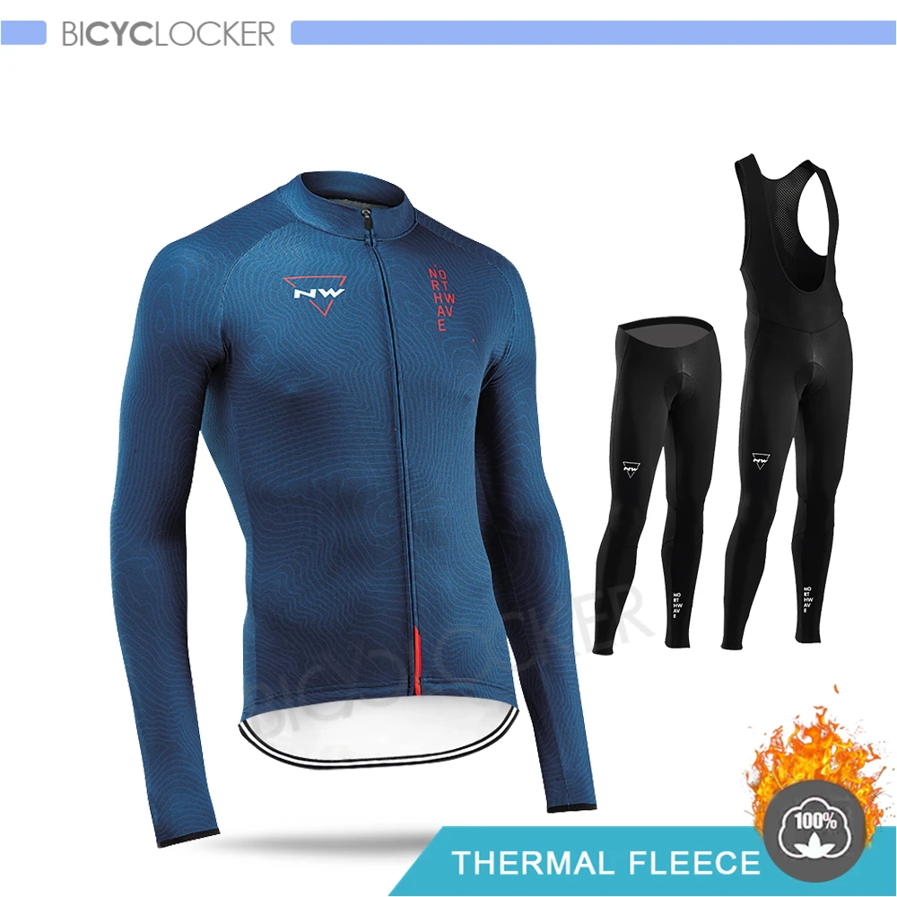 Northwave Warm Winter Thermal Fleece Cycling Clothes NW Men's Jersey Suit Outdoor Riding Bike MTB Clothing Pants Triathlon