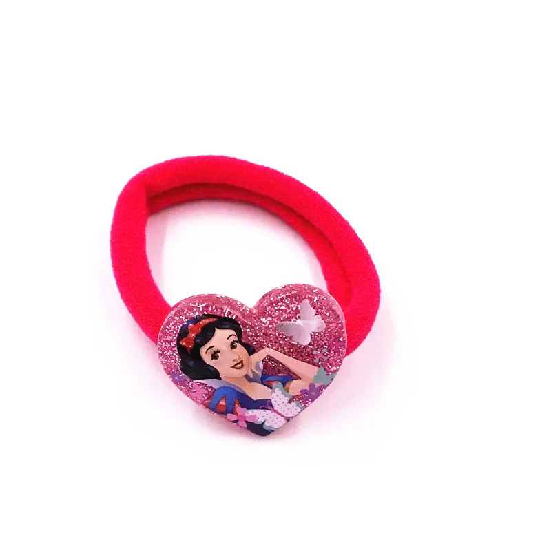 2PCS/Set Cute Cartoon Character Icon Snow White Elsa Aurora Anna Princess Resin Head Wear Rubber Ropes Elastic Hair Bands