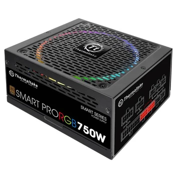 

Power supply ATX 750W Thermaltake SMART PRO RGB 80 + bronze (24 + 4 + 4pin) APFC 140mm fan color LED 9xSA