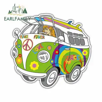 

EARLFAMILY 13cm For Hippie Bus Peace Love Woodstock Life Personality Creative Stickers Vinyl Car Graffiti Stickers Decoration