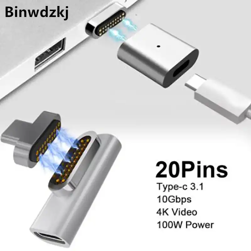 Pins Magnetic Usb C Adapter Type C Connector Pd 100w Quick Charge Magnet Type C Converter For Macbook Pixelbook Matebook Phone Adapters Converters Aliexpress